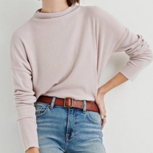 Lucky Brand Tops - Lucky Brand | Pink Ribbed Mock Neck Long Sleeve Knit Top Size XL
